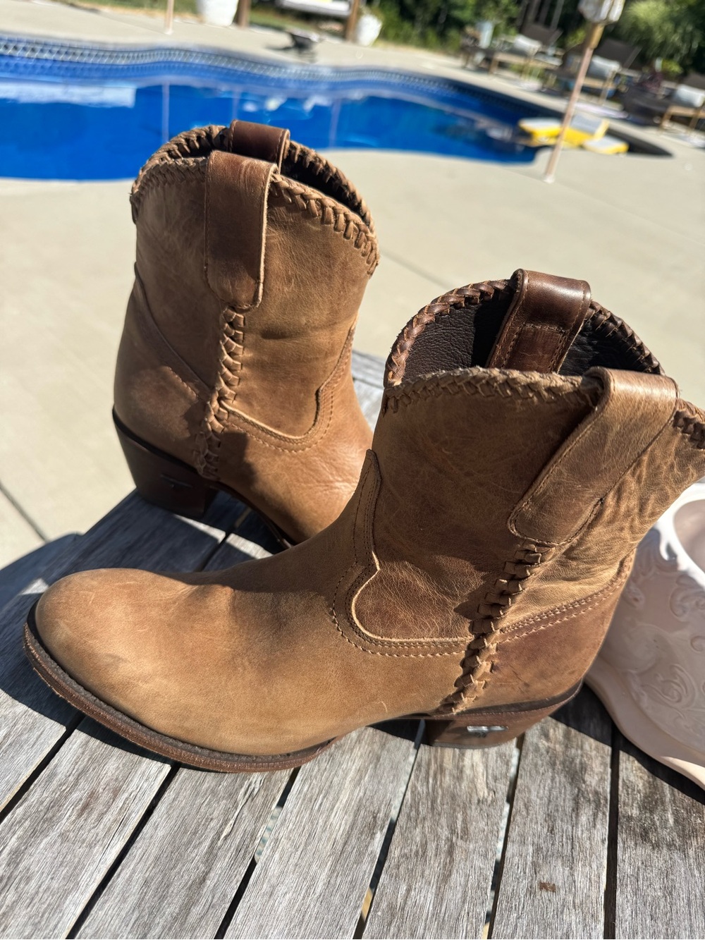 Women's Lane plain Jane Brown Leather Ankle Booties with Braided Detail - Picture 11 of 11